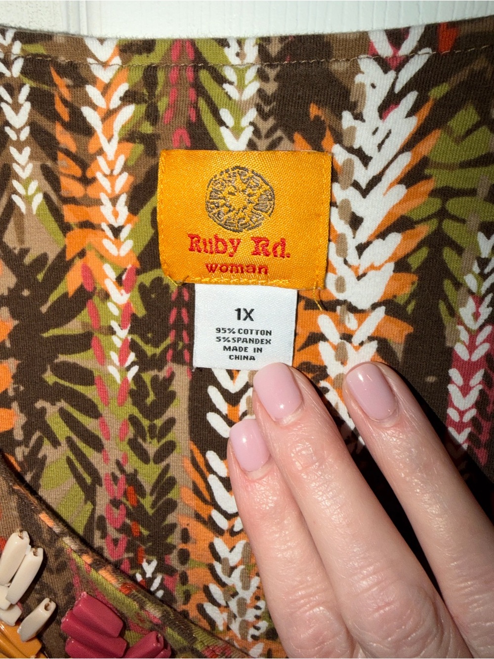 Ruby Rd. Multicolor V-Neck Fall Leaf Stripe Tunic - Picture 2 of 4